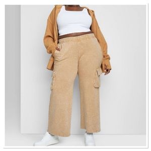 Wild Fable High-Rise Wide Leg Fleece Sweatpants Brown NWT